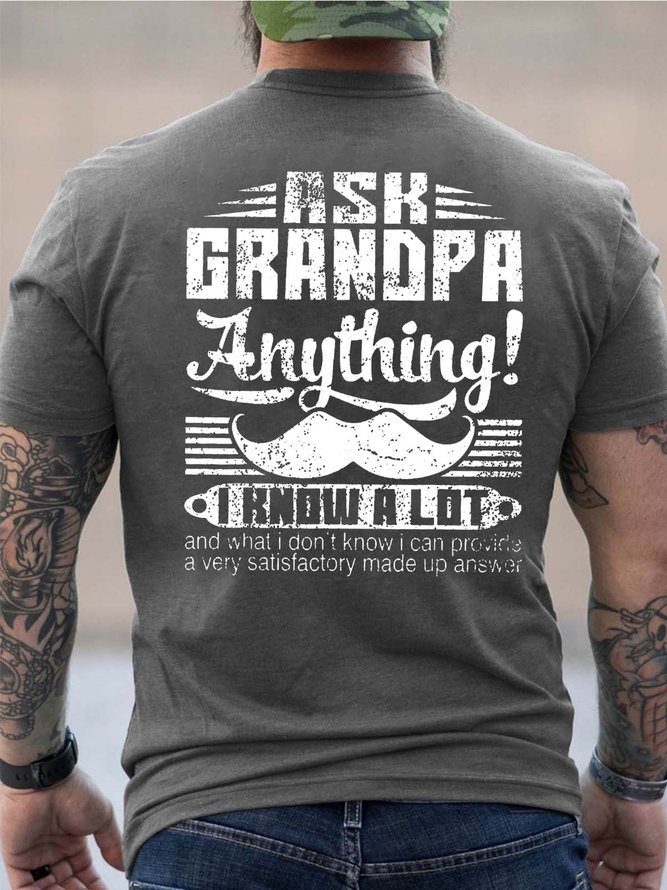 Men Grandpa Know A Lot Family Vintage Text Letters T-Shirt