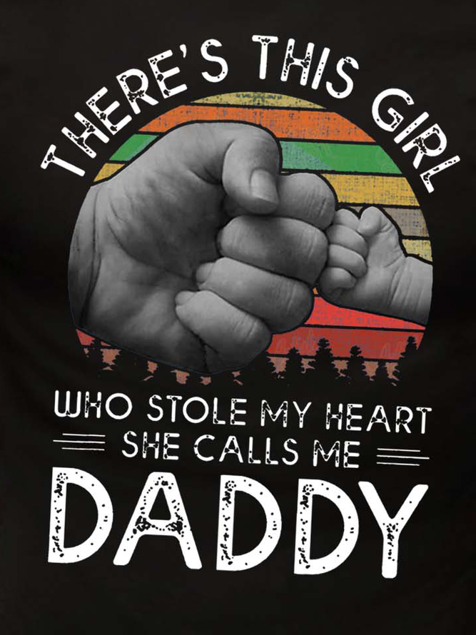 Men Girl Love Heart Daddy Family Casual T-Shirt