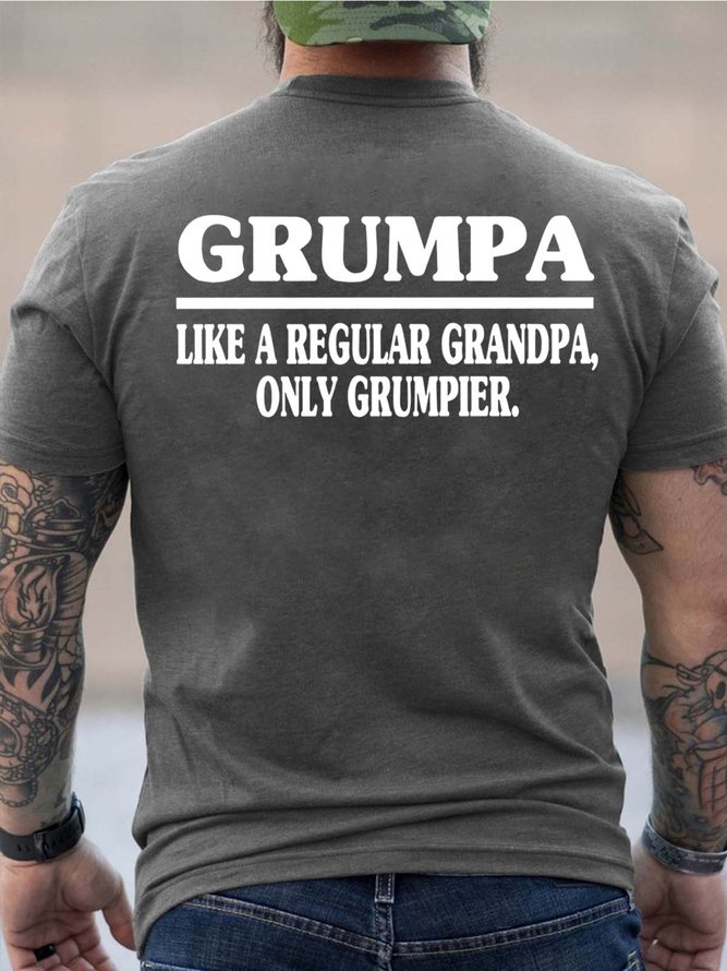 Men Regular Grandpa Grumpa Letters Basics T-Shirt