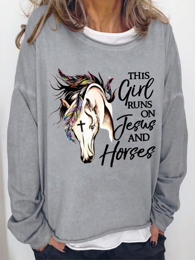 This Girl Run On Jesus And Horses Women's Sweatshirts