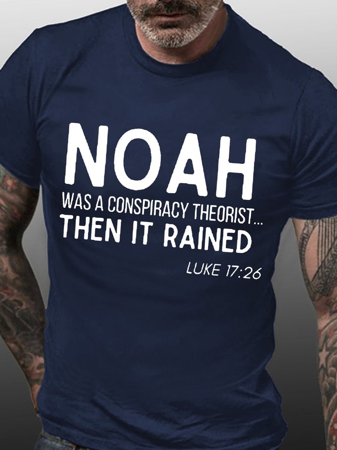 Men Funny Noah Conspiracy Theorist Men's Text Letters Casual T-Shirt