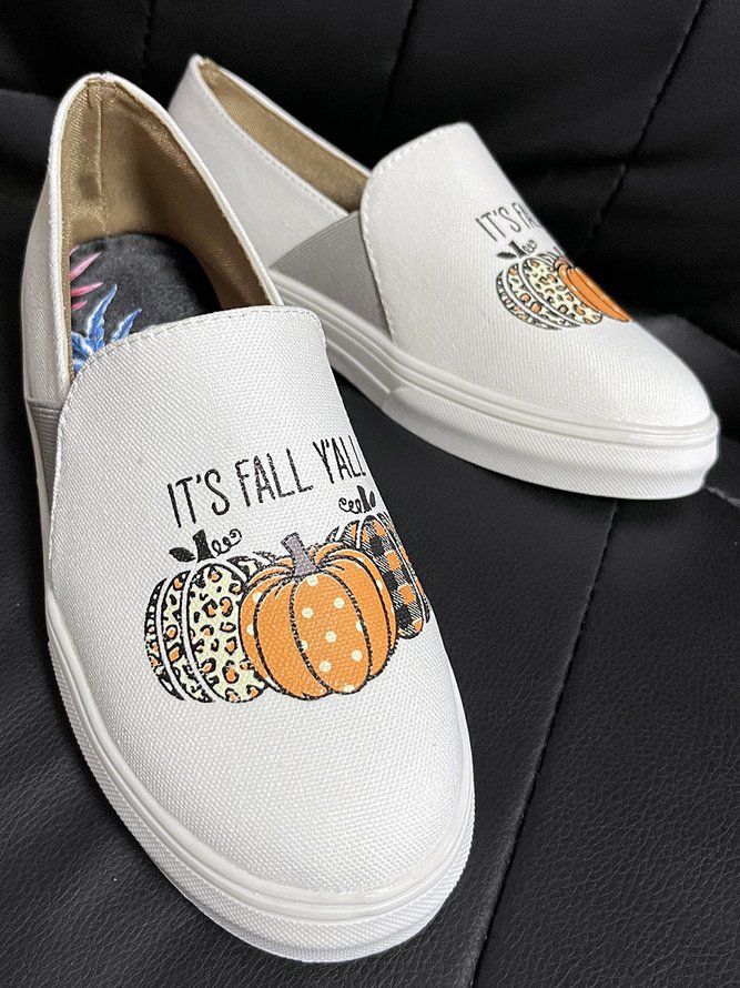 Halloween Pumpkin Patchwork Flat Shoes