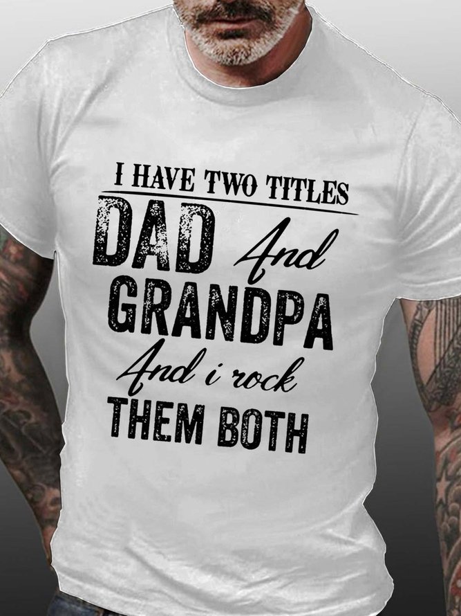 Men Dad Grandpa Love Family Letters Crew Neck Fit T-Shirt