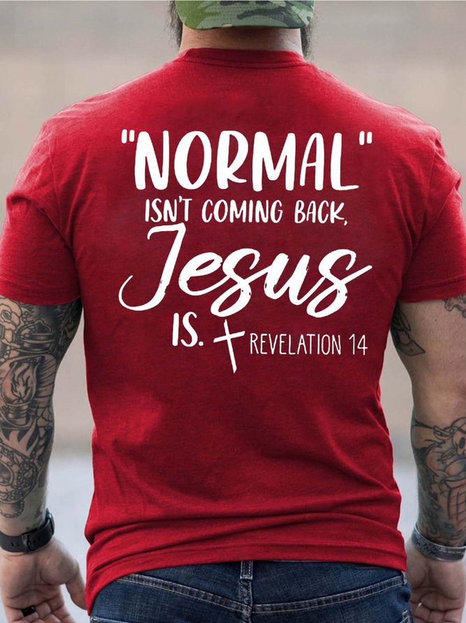 Men Normal Jesus Letters Cotton Casual Loose T-Shirt