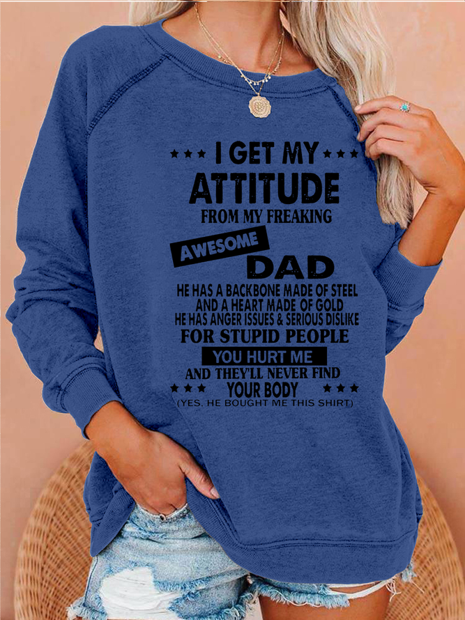 Men My Attitude Dad Love Letters Cotton Crew Neck Casual Sweatshirts