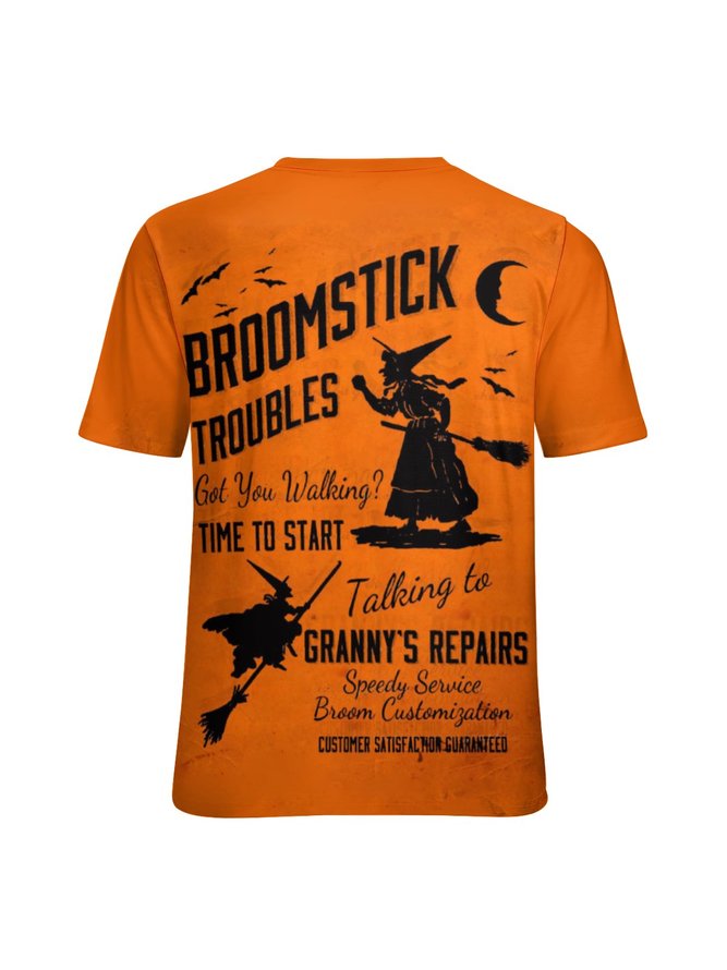 Womens Halloween Witch Vintage Casual T-Shirt