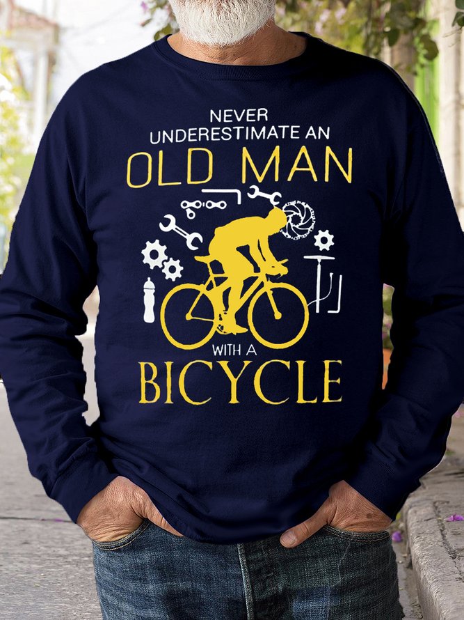 Mens Road Bike Cycling Letter Crew Neck Sweatshirt