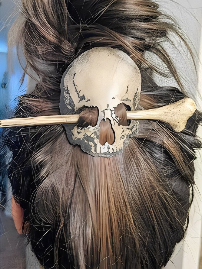 Halloween Retro Moth Skull Hairpin