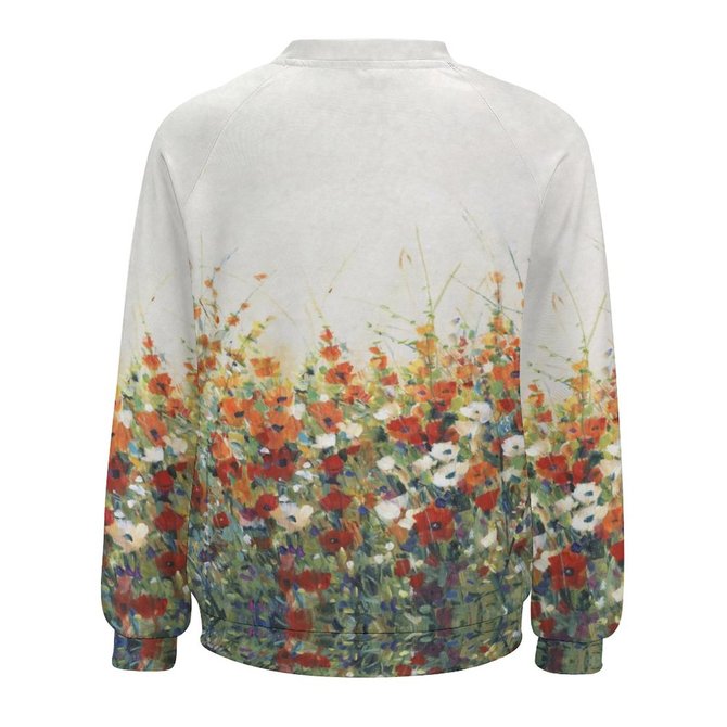 Womens Art Flowers Print Casual Sweatshirts
