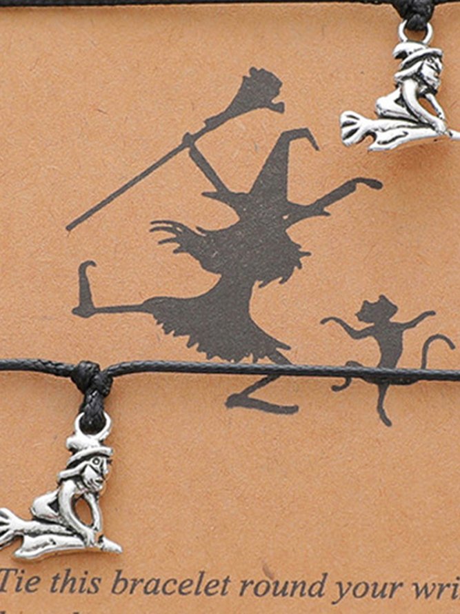 2pcs Happy Halloween Witch Card Best Friends Multilayer Bracelet