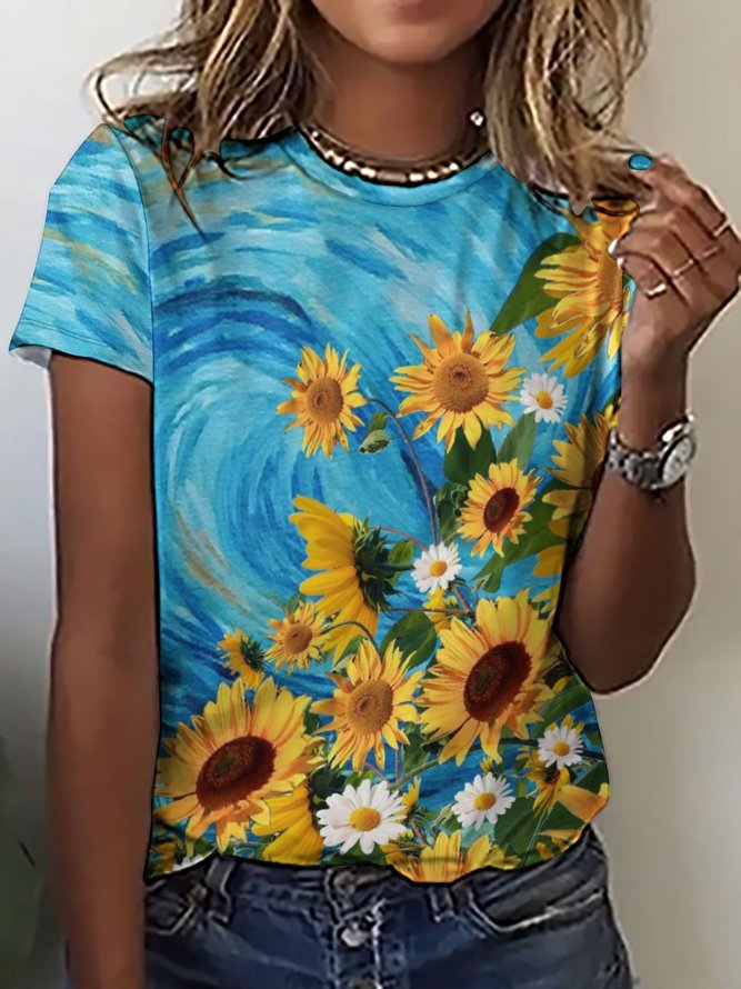 Womens Floral Casual T-Shirt