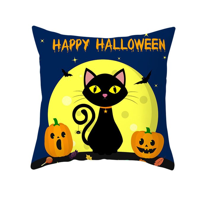 Halloween Pumpkin Cat Print Home Pillow 45*45
