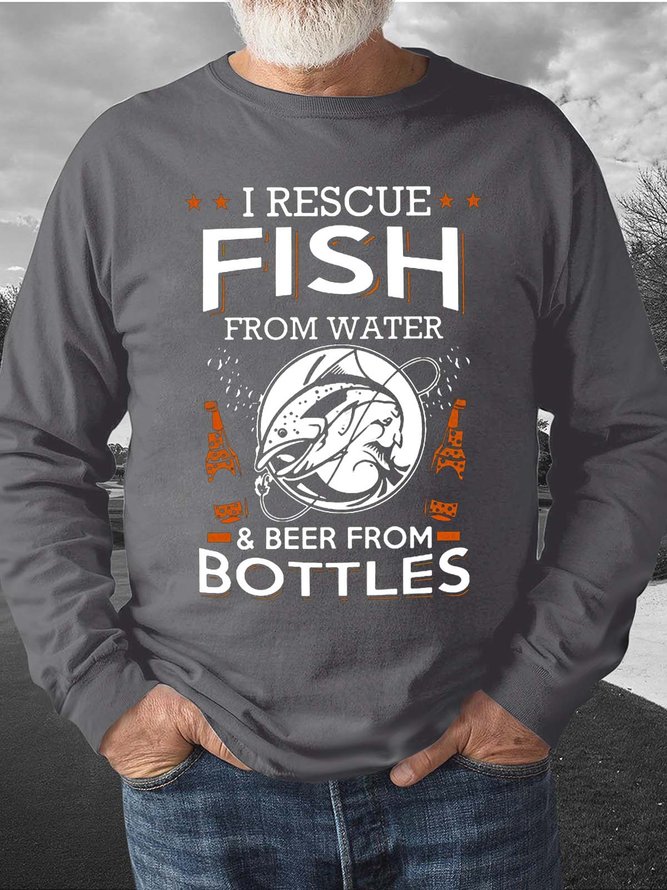 Men I Rescue Fish From Water Beer Casual Sweatshirt