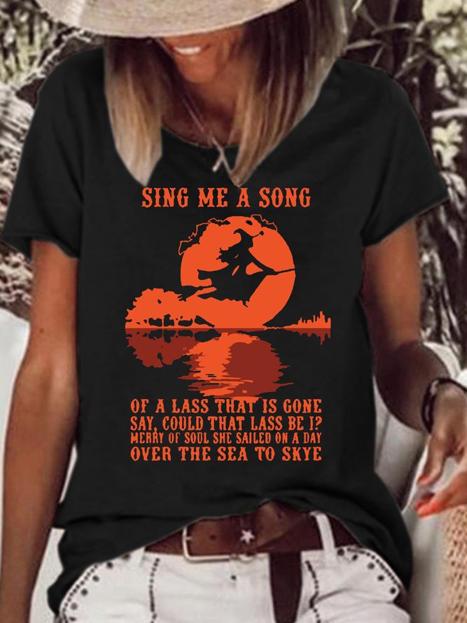 Womens Sing Me A Song Halloween Casual T-Shirt