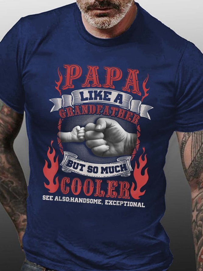 Men Papa Grandfather Cooler Handsome Cotton T-Shirt