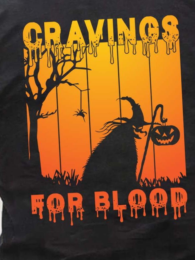 Lilicloth X Jessanjony Men Gravings For Blood Halloween Witch Pumpkin Light Loose Casual T-Shirt