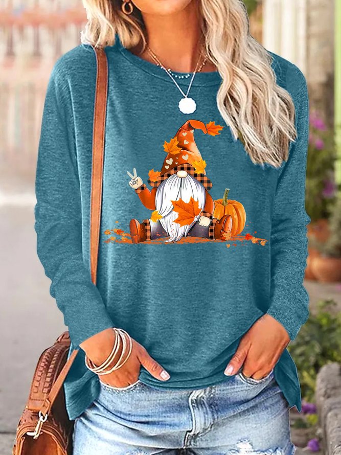 Womens Thanksgiving Crew Neck  Casual Tops