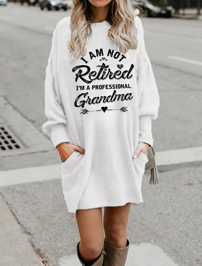 Women Funny Grandma Casual Loose Sweatshirt Dresses
