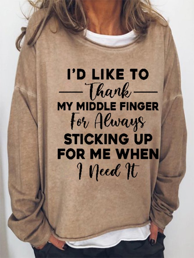 Women Funny I'd Like To Thank My Middle Finger Simple Sweatshirts