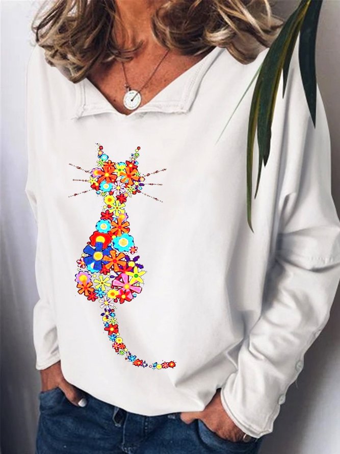 Womens Cat Art Print Sweatshirts