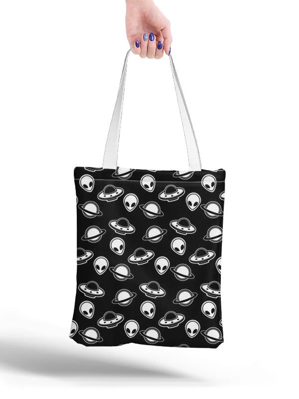 Funny Alien Graphic Shopping Totes
