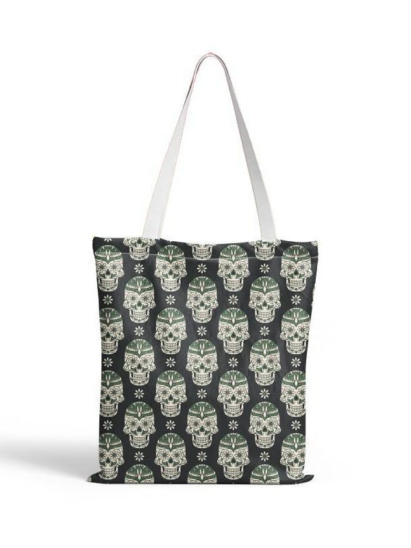 Halloween Skull Graphic Shopping Totes