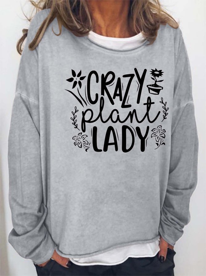 Women Crazy Plant Lady Casual Halloween Sweatshirts