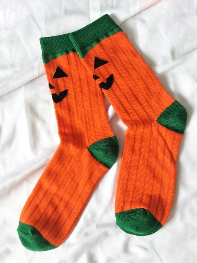 Halloween Spoof Pumpkin Mummy Frankenstein Print Stockings