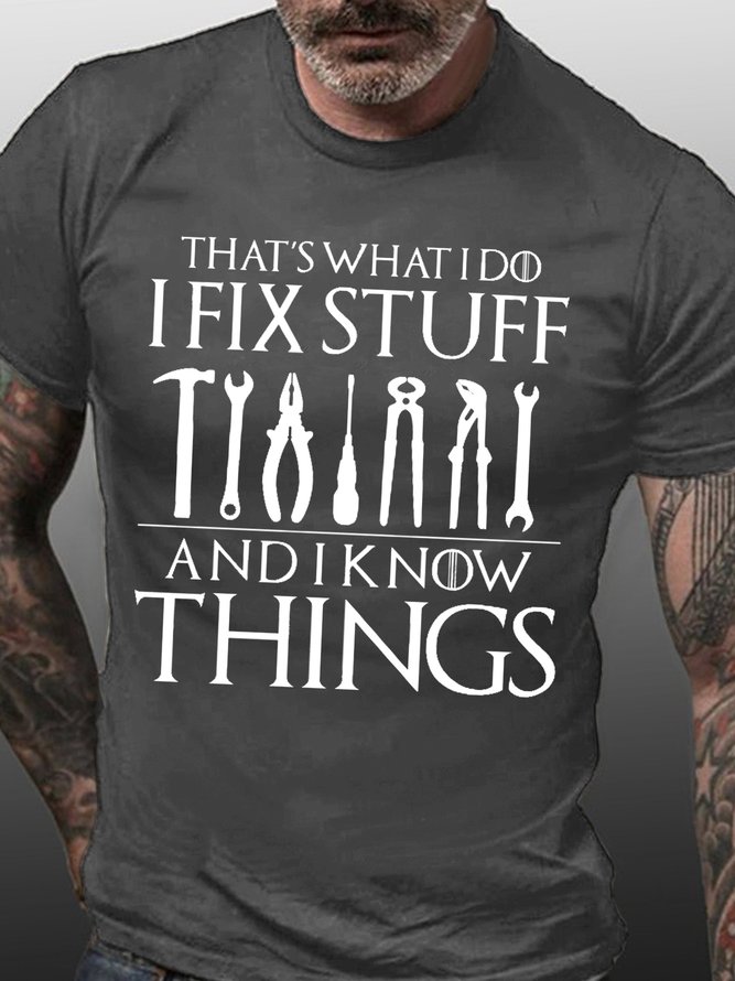 Men's I Fix Things Casual Text Letters T-shirt