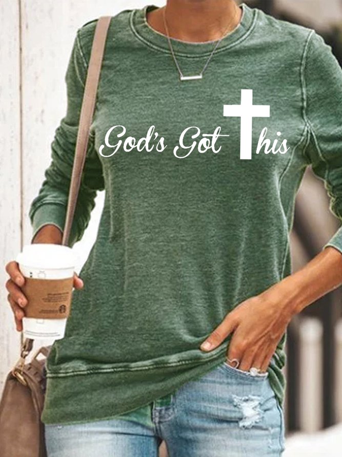 Womens CHRISTIAN  God Letters Crew Neck Sweatshirts