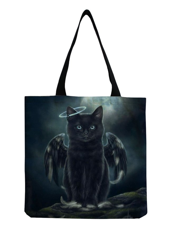 Halloween Cat Angle & Devil Party Tote Canvas Shopping Totes
