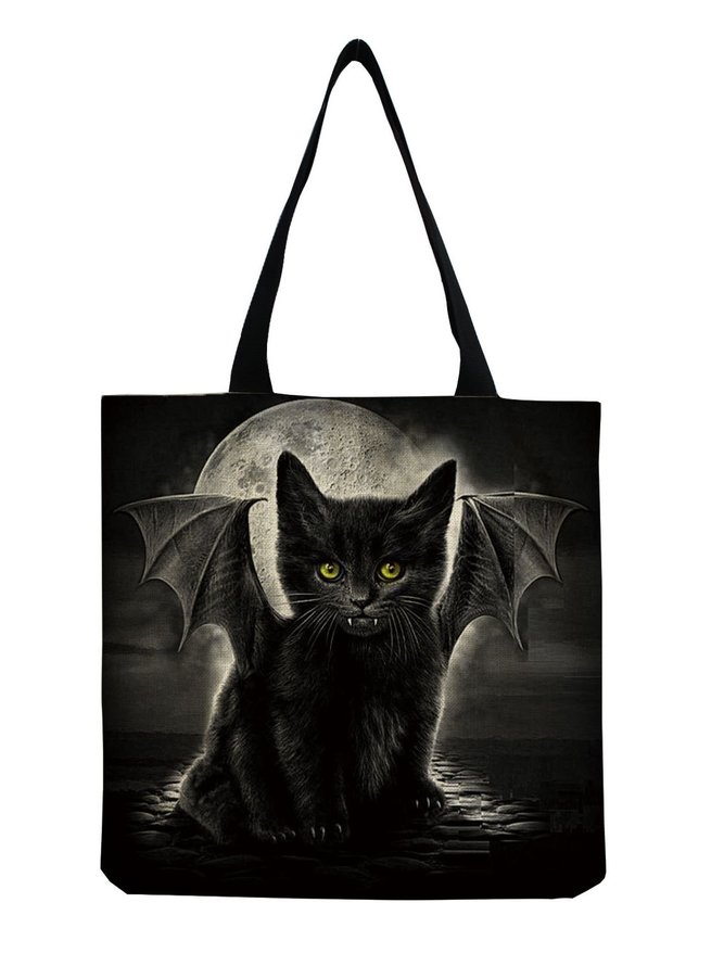 Halloween Cat Angle & Devil Party Tote Canvas Shopping Totes
