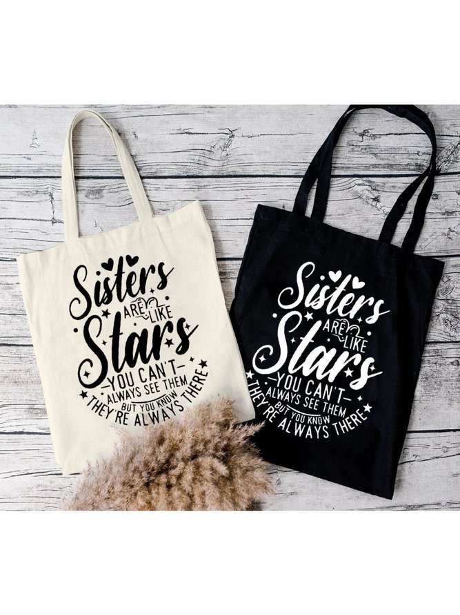 Always Be There Sister Star Casual All Season Text Letters Shopping Tote Bag