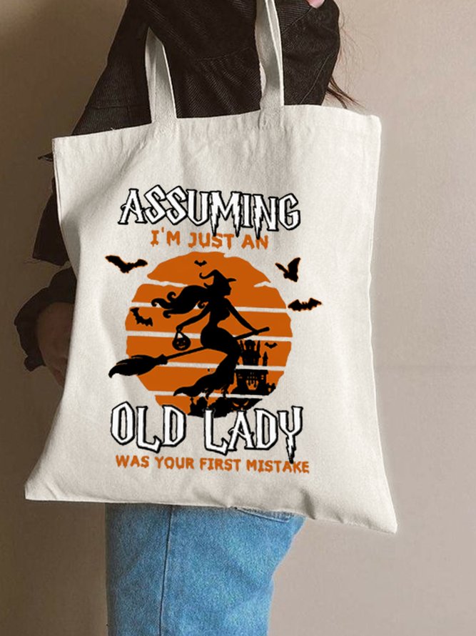 Halloween Drive Broom Graphic Shopping Totes