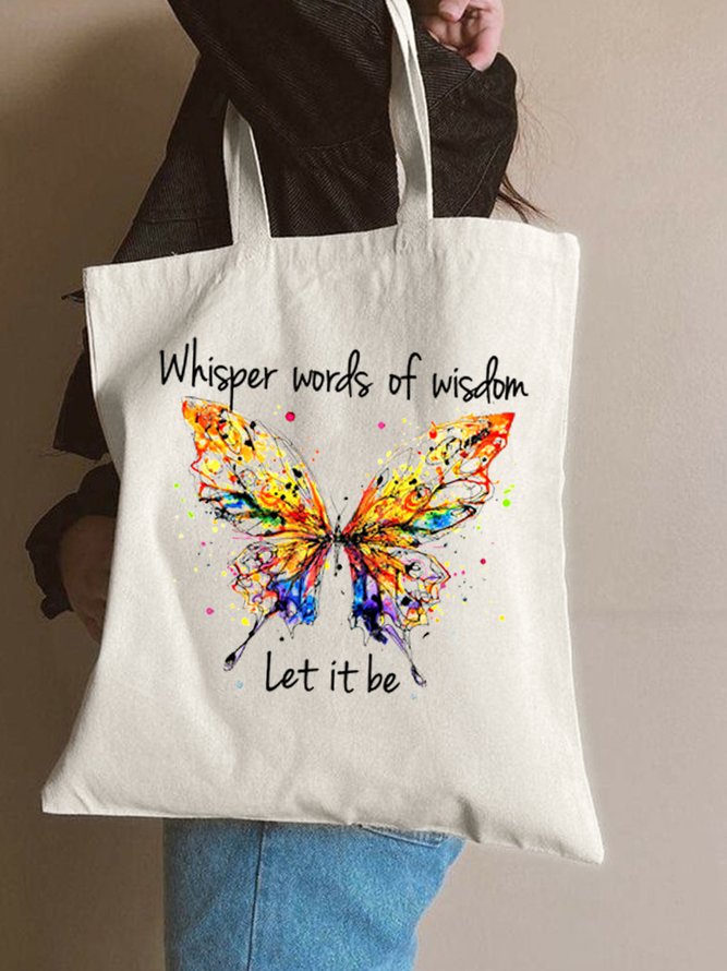 Casual Animal Butterfly Graphic All Season Household Tote Canvas Shopping Totes