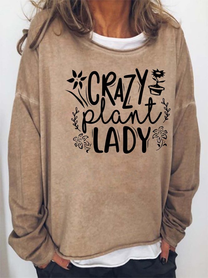 Women Crazy Plant Lady Casual Halloween Sweatshirts