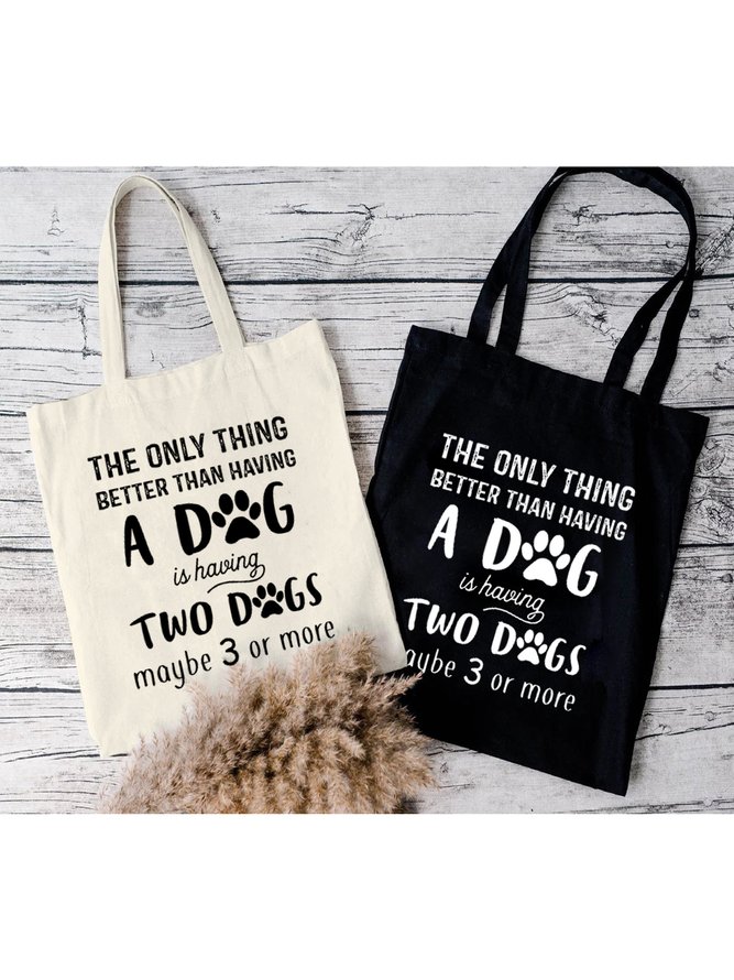 Having More Than A Dog Two Dogs Dogs Lover Animal Text Letter Shopping Totes