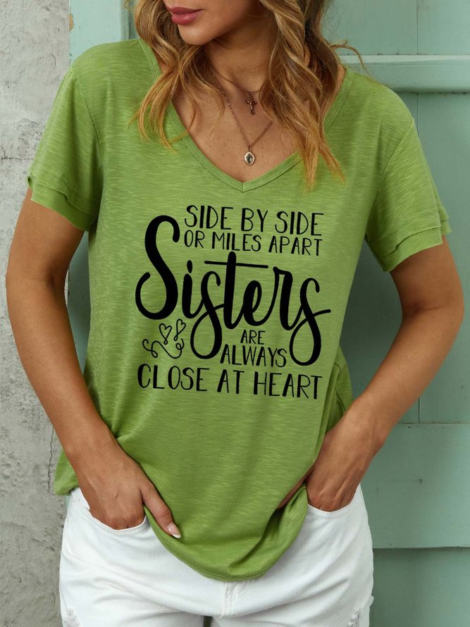 Women Friendship Sisters Side By Side Regular Fit T-Shirt