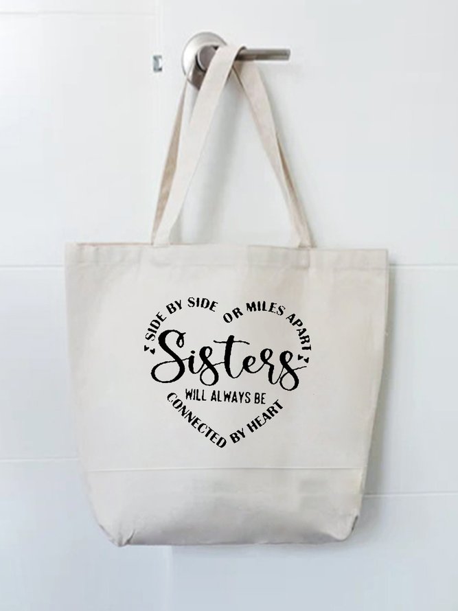 Sister Printed Letter Shopping Totes