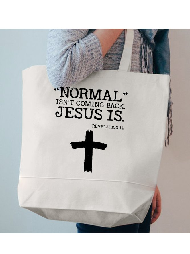 Jesus Printed Letter Shopping Totes