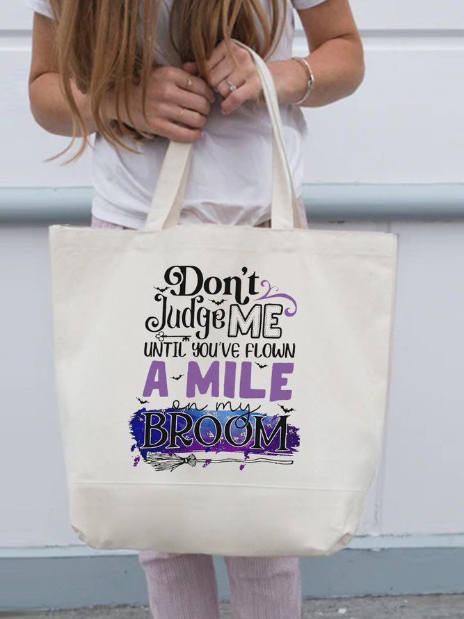 Halloween Broom Printed Letter Shopping Totes