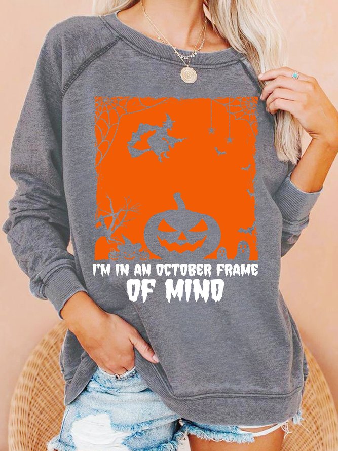LiliclothXJessanjony Womens Halloween I'm in an October Frame of Mind Sweatshirts