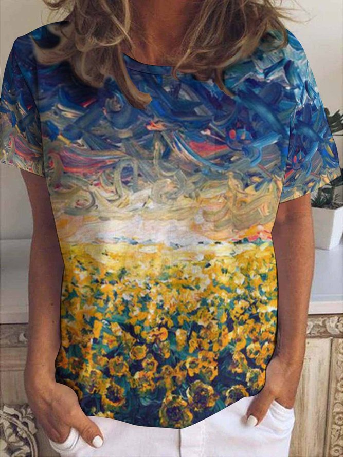 Womens Fancy Art Print Casual T-Shirt
