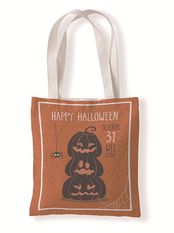 Happy Halloween Pumpkin Graphic Shopping Totes