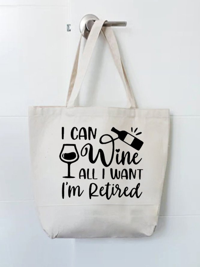 Retired Enjoy Wine Printed Letter Shopping Totes