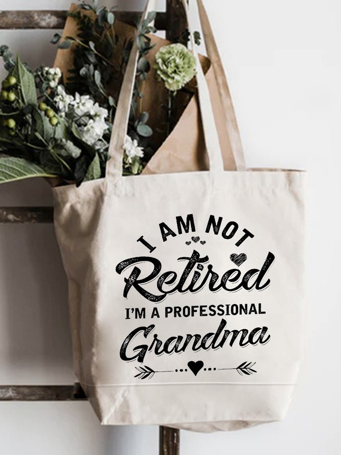 Not Retired But A Professional Grandma Printed Letter Shopping Totes
