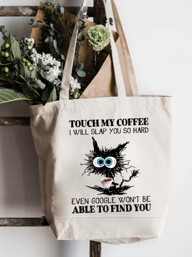 Angry Cat Graphic Shopping Totes