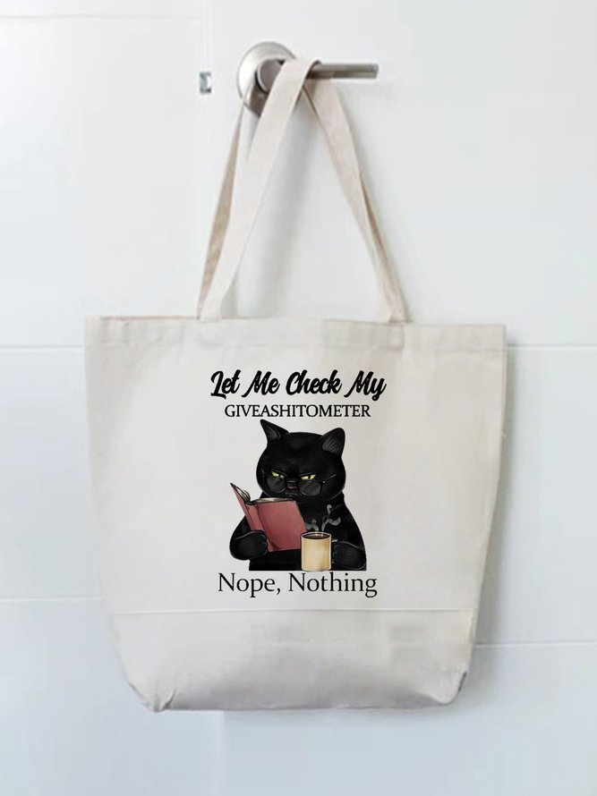 Let Me Check My Giveashitometer Cat Animal Graphic Shopping Tote