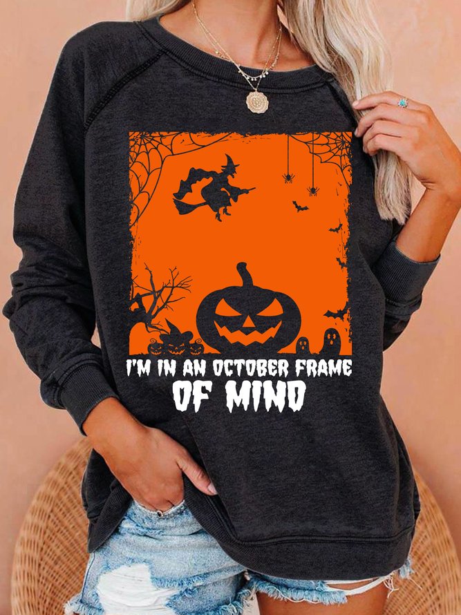 LiliclothXJessanjony Womens Halloween I'm in an October Frame of Mind Sweatshirts