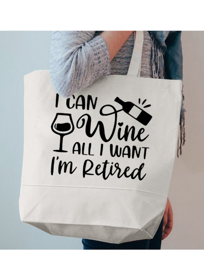 Retired Enjoy Wine Printed Letter Shopping Totes